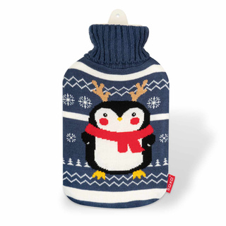 Hot water bottle Soxo penguin in sweater funny gift Santa Claus | Christmas