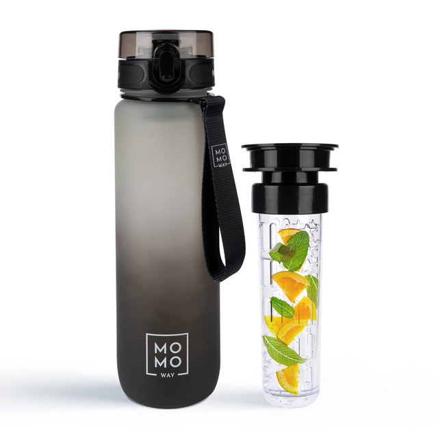 MOMO WAY Water bottle gray-black | gift idea | BPA free | Tritan