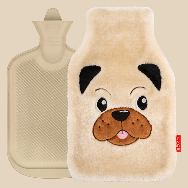 Hot water bottle SOXO dog, pug 1.8 L