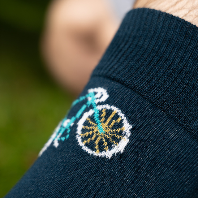 Colorful men's SOXO GOOD STUFF socks funny bicycle