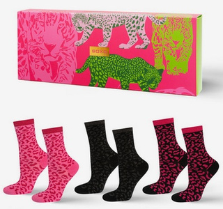 SOXO Women's Pink Leopard Socks in Packaging - 3 Pairs
