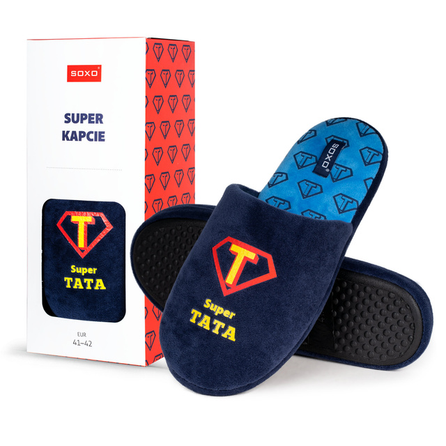 Men's slippers SOXO with the inscription in a giftbox