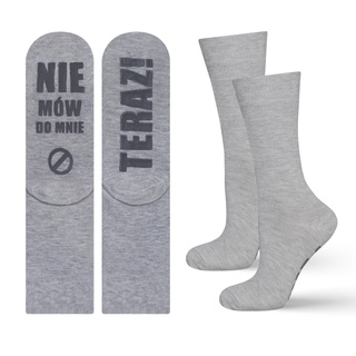 Gray long women's SOXO socks with funny Polish inscriptions gift