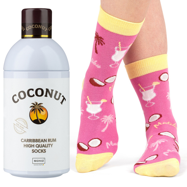 Women's SOXO GOOD STUFF socks with Coconut in a bottle