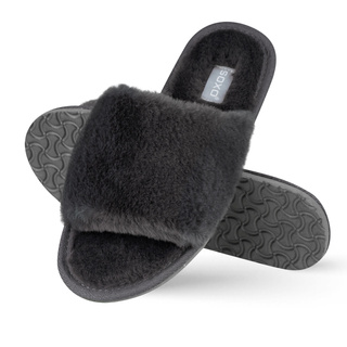 Women's slippers SOXO fur with a hard TPR sole