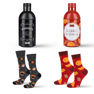 Set of 2x Colorful SOXO GOOD STUFF men's socks Tequila and vodka in a funny cotton bottle