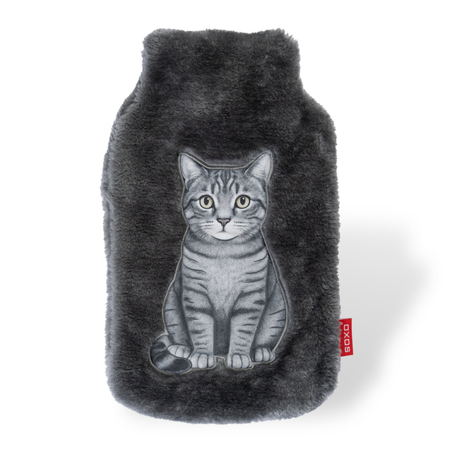 Hot water bottle in a cover with cat 1.8 L