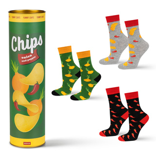 Set of 3x SOXO women's men's socks chips in a tube