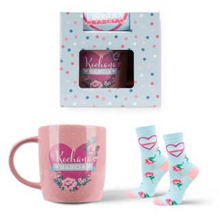 Colorful SOXO GOOD STUFF socks cotton, Grandma, perfect for a gift with Polish inscriptions