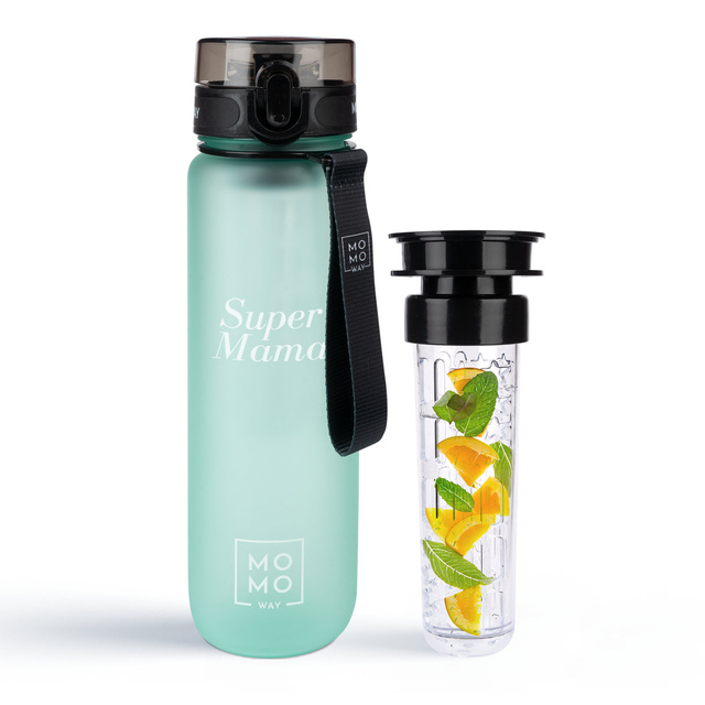 MOMO WAY Water bottle light green | ideal for travel | BPA free | Tritan