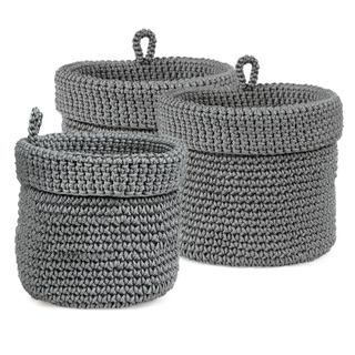 Set of 3x Momo Way bathroom basket grey 14cm and 2x 17cm