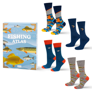 Men's Colorful Socks SOXO Fishing Atlas - 4 Pairs