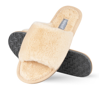 Women's slippers SOXO fur with a hard TPR sole