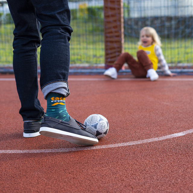 Men's socks colorful SOXO with the inscription "Tata Rządzi" | Father's Day gift