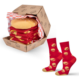 Women's Socks | Men's SOXO | Hamburger in a box | cheerful gift idea | funny socks for her | for Him Unisex