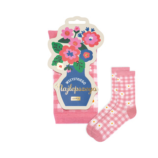 Pink SOXO women's socks with Polish inscriptions funny gift